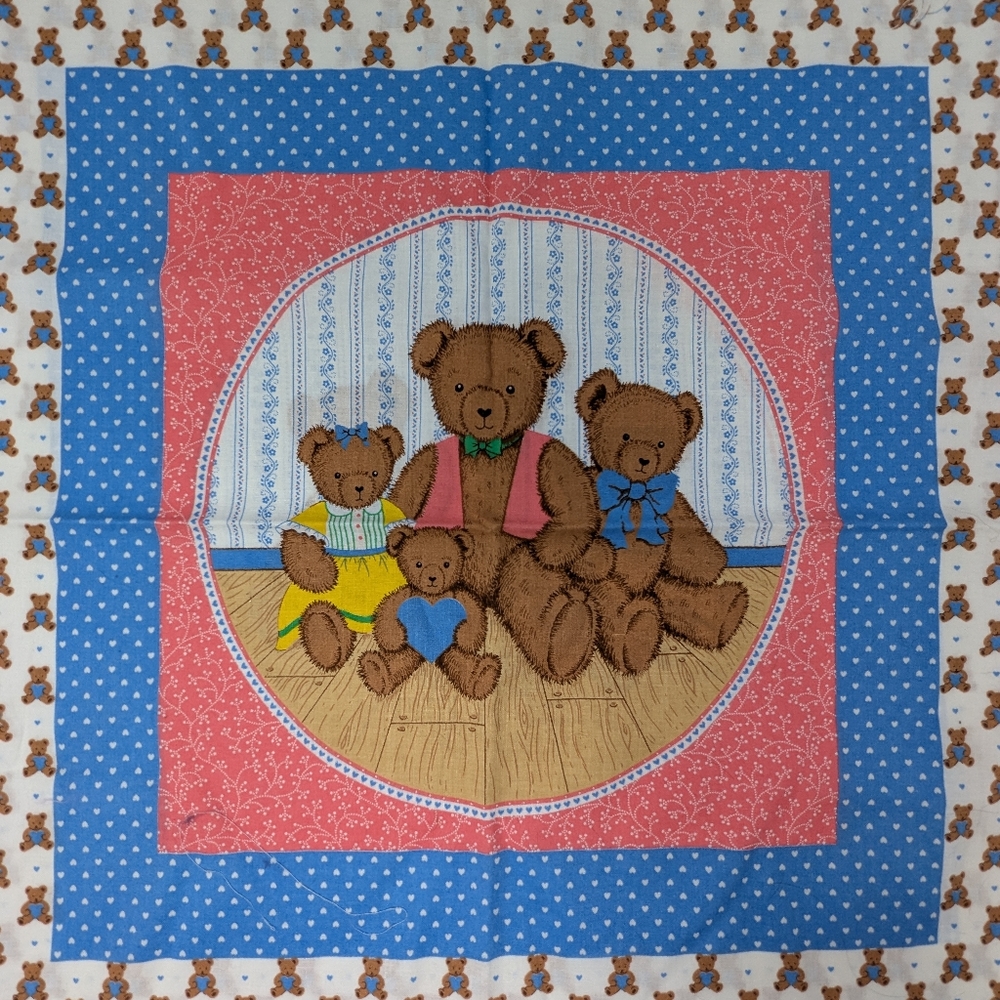 Very Important BearTeddy Family Print Pillow Panels Fabric